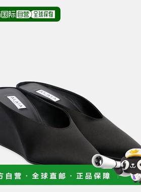 香港直邮alaia 女士 Cube 75 绸缎坡跟凉拖 black黑色 舒适时尚