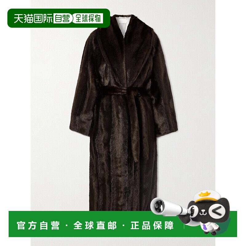 1h可退 香港直邮magda butrym 女士 束带长毛绒大衣 268259