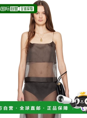 香港直邮calvin klein 女士 棕色 Carmen Sheer 吊带背心 VY00108