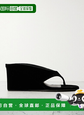 香港直邮Alaia 女士 Tong 75 绒面革坡跟凉鞋 AA3M105A014999