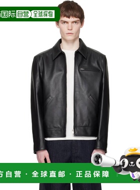 1h可退 香港直邮Jil Sander 吉尔 桑达 男士 黑色皮革夹克 J22SW0