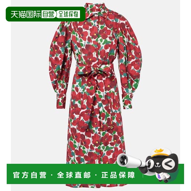 香港直邮CAROLINA HERRERA 女士 花朵棉混纺衬衫式连衣裙
