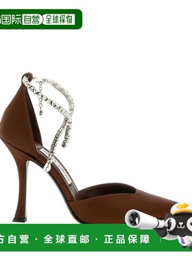 香港直邮Jimmy Choo 周仰杰 女士 鞋跟棕色高跟鞋 STEVIE100SATBR