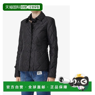 香港直邮Burberry 博柏利黑色菱形绗缝棉服外套80233201