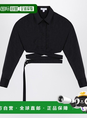 1h可退 香港直邮alaia 女士 深灰棉质交叉衬衫 AA9C09056T467CO83