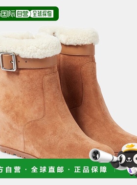 1h可退 香港直邮Simkhai 女士 Avery 绒面革坡跟短靴 001397女鞋