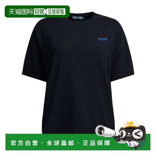 1h可退 香港直邮PRADA 女士T恤 P24B3D19DASOOOF0N4L CO 黑色 短T