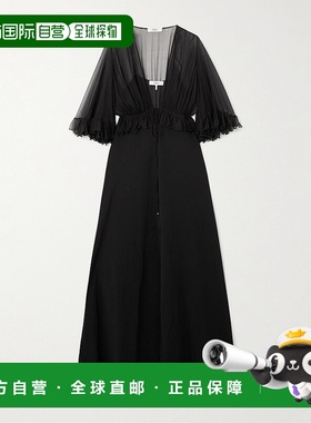 1h可退 香港直邮Chloe 蔻依 女士 V领长裙 CH25SRO26355 black黑