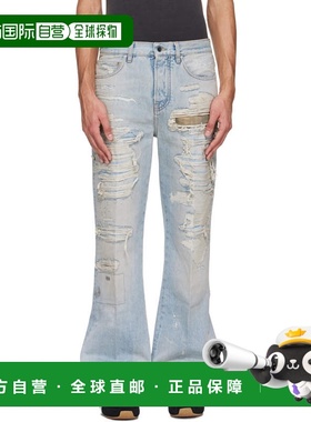香港直邮AMIRI 男士 蓝色 Camo Repair Boot Cut 牛仔裤 AMBMJE10
