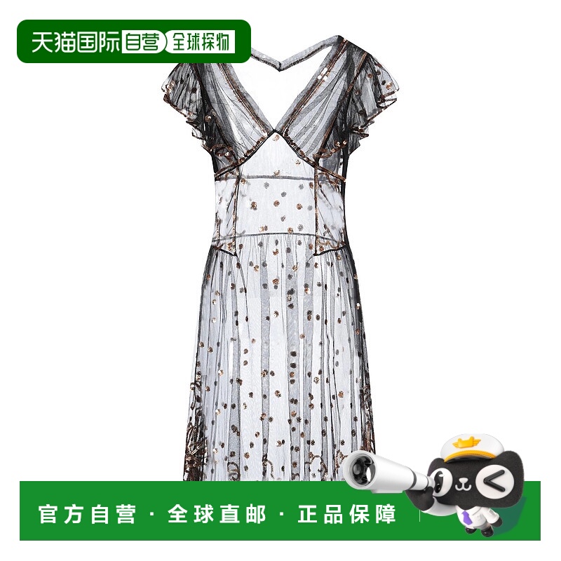 1h可退 香港直邮Moschino 莫斯奇诺 女士 中长连衣裙 black黑色