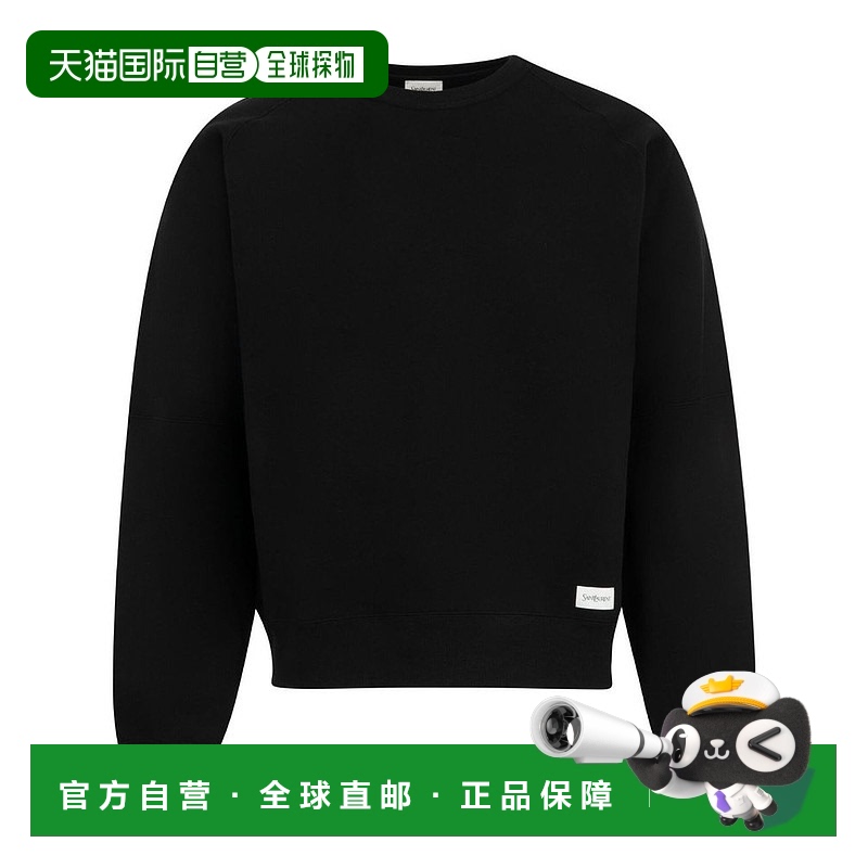 1h可退 香港直邮Saint Laurent 圣罗兰 男士 標誌貼片圓領運動衫