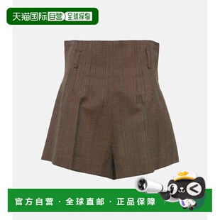 细条纹高腰羊毛短裤 女士 普拉达 香港直邮Prada