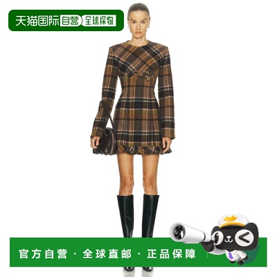 1h可退 香港直邮Acne Studios 艾克妮 女士 Delfin 格子迷你连衣