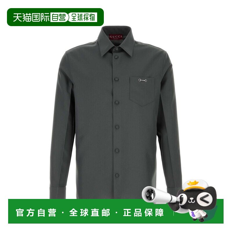 1h可退 香港直邮Gucci 古驰 男士 马衔扣科技巴拿马衬衫 841624ZA