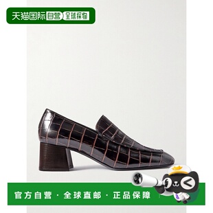 香港直邮TOTÊME 女士 + SUSTAIN The 网眼粗跟鳄鱼纹皮质浅口鞋 2