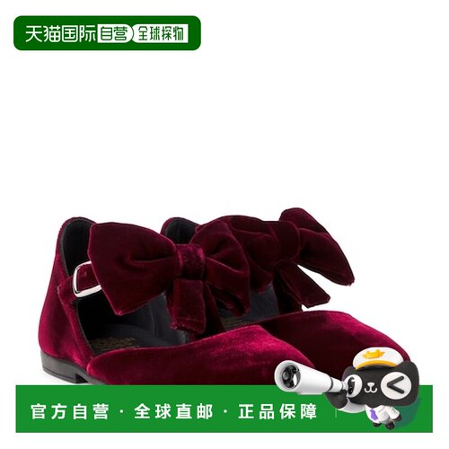 1h可退 香港直邮Pepe 女童 蝴蝶结天鹅绒芭蕾舞鞋童鞋童装