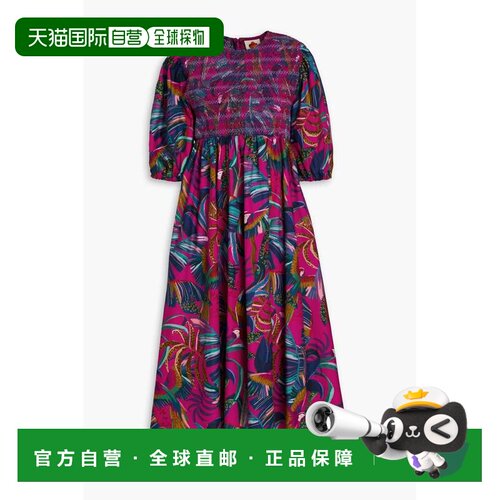 香港直邮FARM RIO 女士 罩衫式印花棉质府绸中长连衣裙 303756RAI