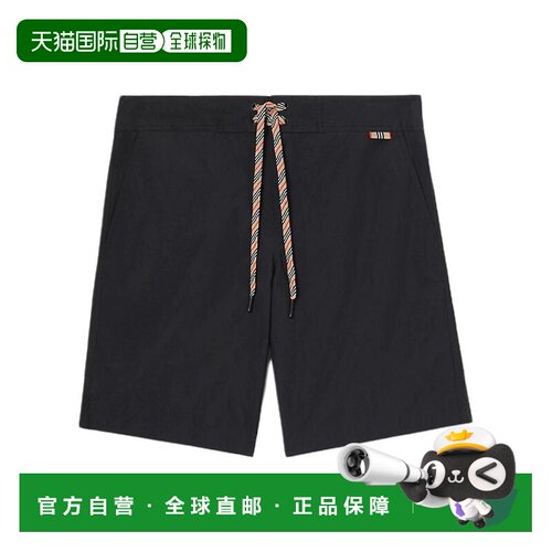 自营Burberry博柏利 男士格纹松紧腰系带短裤休闲裤