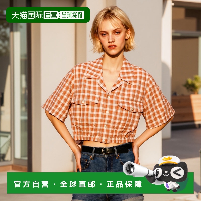 香港直邮Celine 格纹短款衬衫 2C51B792X.短袖
