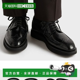 自营欧洲直邮Prada普拉达 男士黑色小牛皮系带商务德比鞋皮鞋男鞋