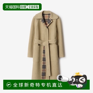 女士沙米色羊毛双面两穿围裹式 欧洲直邮Burberry博柏利 大衣