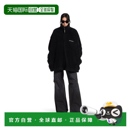自营欧洲直邮Balenciaga巴黎世家 Back女士黑色聚酯纤维立领外套