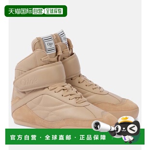 山羊皮边皮质高帮运动鞋 香港直邮Chloe Kick 女士 蔻依