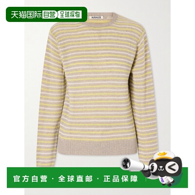 香港直邮AURALEE 女士 条纹羊绒毛衣 A26SP04CKBEIGE×YELLOW