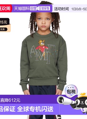 1h可退 香港直邮AMIRI 女童 卡其色 Staggered Tiger Crew 儿童套