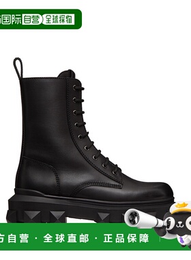 【99新未使用】香港直邮Valentino 黑色系带靴子 XY2S0F24JYC女靴