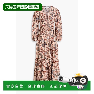 香港直邮ZIMMERMANN 女士 褶裥佩斯利印花棉质长款连衣裙 4208DSS