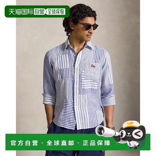 自营欧洲直邮Ralph Lauren拉夫劳伦 Classic Fit男士白色/蓝色拼