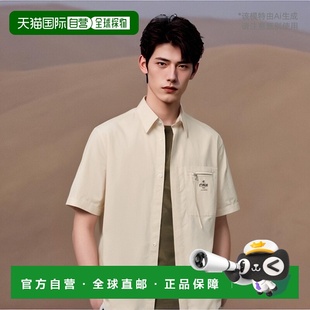 男装 香港直邮FENDI Men 衬衫 米色CroV 徽标短袖