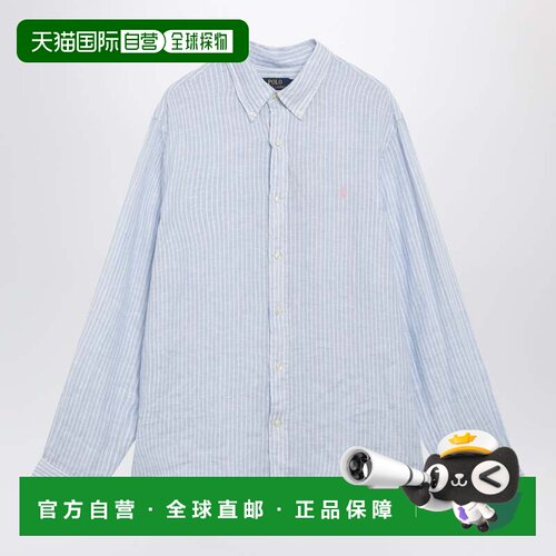 香港直邮Polo Ralph Lauren Polo 拉夫 劳伦 男士 浅条纹亚麻衬衫