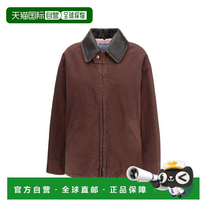 1h可退 香港直邮Prada 普拉达 女士 Old 帆布双排扣大衣 292323SO