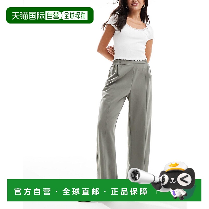 香港直邮ASOS 女士 barrel leg pull 设计精细剪裁绿色裤子