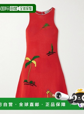 1h可退 香港直邮Staud 女士 Marea 刺绣洞洞针织迷你连衣裙 S26R2