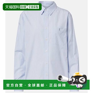 1h可退 香港直邮Saint Laurent 圣罗兰 女士 条纹棉府绸衬衫