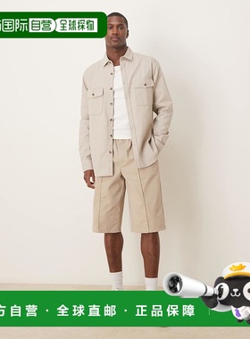 香港直邮ASOS 男士 设计棉质衬衫式浅灰色衬衫 grey灰色 舒适时尚