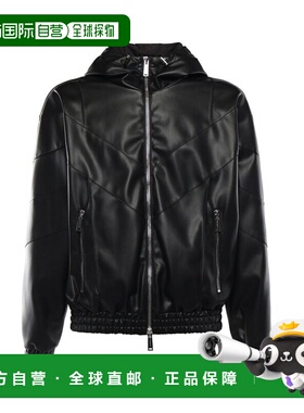 1h可退 香港直邮Dsquared2 二次方 男士 仿皮拉链连帽衫 S74AM167