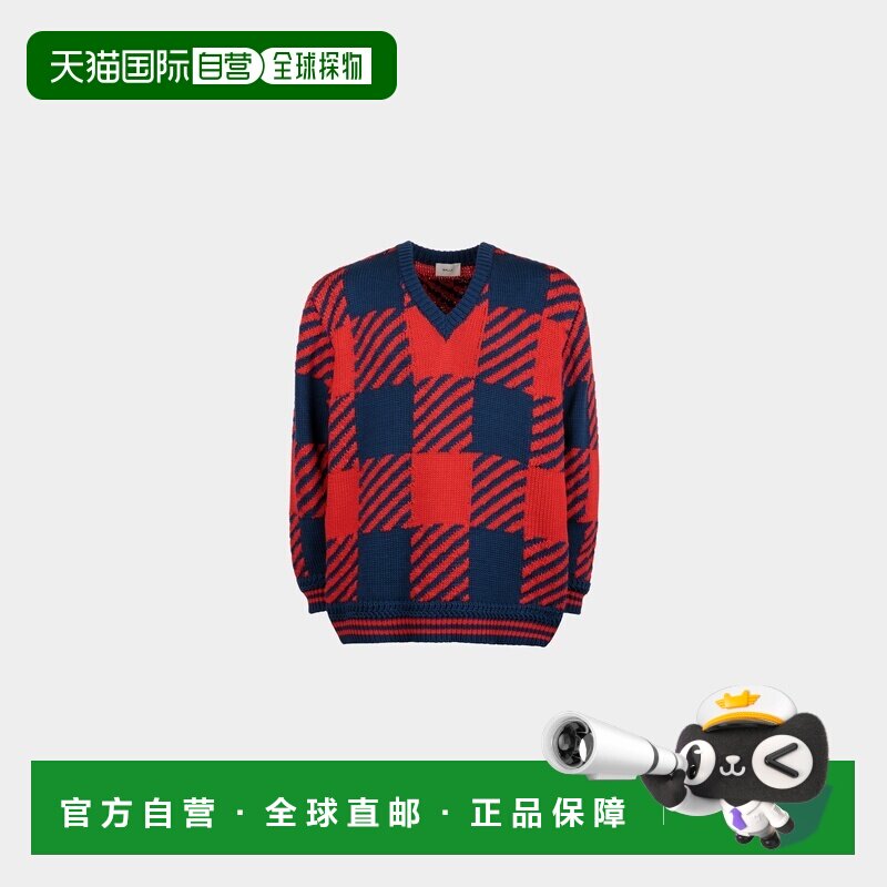 自营欧洲直邮Bally巴利 男士红/蓝色棉质V领毛衣