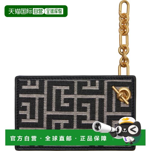 香港直邮Balmain 巴尔曼 女士 黑色 & 白色 Pulse Chain 卡包 HN1