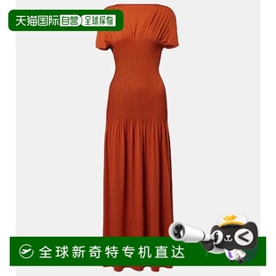 香港直邮TOTÊME 褶裥针织长款 1h可退 女士 舒 连衣裙 orange橙色