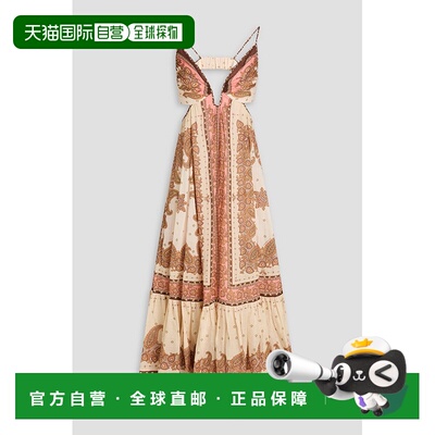 1h可退 香港直邮ZIMMERMANN 女士 Maxine 印花苎麻中长连衣裙 174