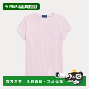 欧洲直邮Ralph 女孩粉色棉质V领T恤 Lauren拉夫劳伦