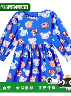 1h可退 香港直邮Molo 男童 Cleo 印花棉府绸连衣裙童装 blue蓝色