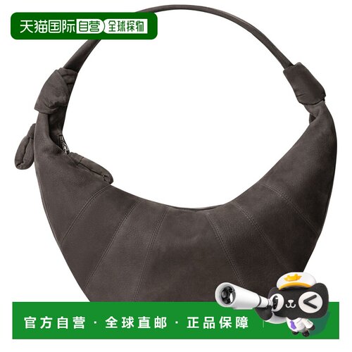 自营欧洲直邮LEMAIRE 女士乌木棕色棉质牛皮Fortune Croissant手