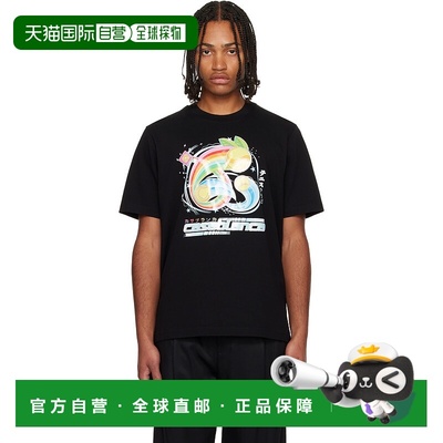 1h可退 香港直邮Casablanca 男士 黑色 Manga Tennis Ball T 恤 M