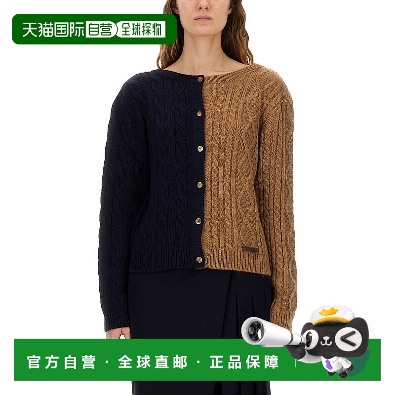 香港直邮Moschino 莫斯奇诺 女士 TWO-TONE 羊驼毛混纺针织开衫 0