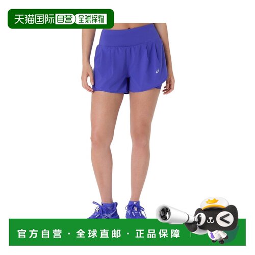 自营欧洲直邮ASICS亚瑟士 Road 2-N-1女士钴蓝色聚酯纤维跑步短裤